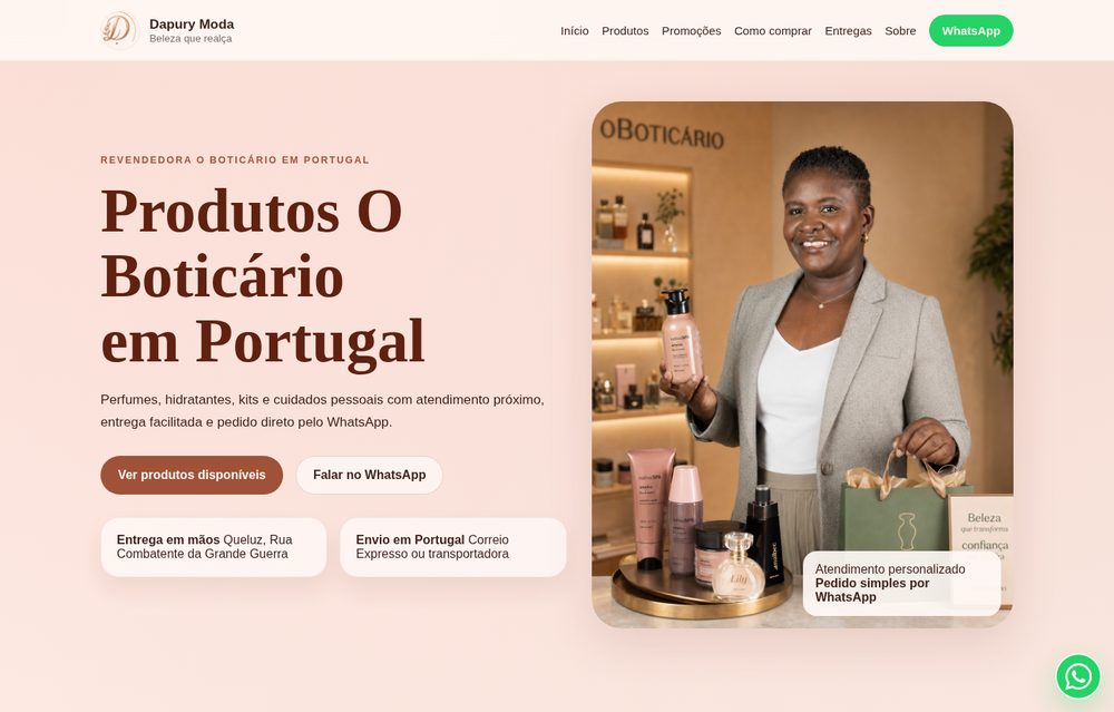 Captura real del sitio web Dapury Moda desarrollado por RM